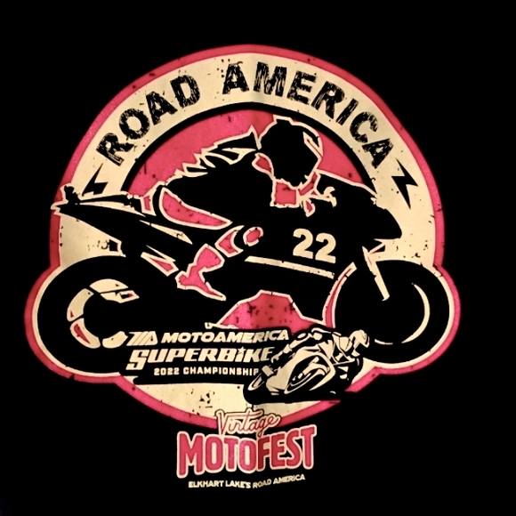 Men's Black T-shirt MotoAmerica Superbike Championship 2022 Vintage Motofest - Picture 3 of 10